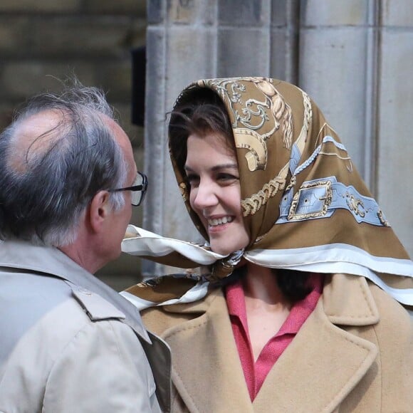 Exclusif - Katie Holmes dans le rôle de Jackie Kennedy sur le tournage de The Kennedys à Toronto avec Serge Houde dans le rôle de Maurice Tempelsman. Le 11 mai 2016 © CPA/Bestimage