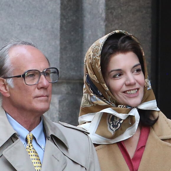 Exclusif - Katie Holmes dans le rôle de Jackie Kennedy sur le tournage de The Kennedys à Toronto avec Serge Houde dans le rôle de Maurice Tempelsman. Le 11 mai 2016 © CPA/Bestimage