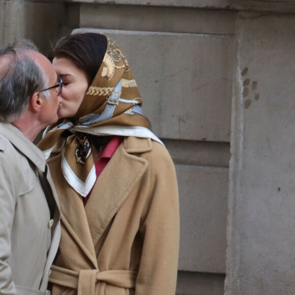 Exclusif - Katie Holmes dans le rôle de Jackie Kennedy sur le tournage de The Kennedys à Toronto avec Serge Houde dans le rôle de Maurice Tempelsman. Le 11 mai 2016 © CPA/Bestimage