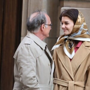 Exclusif - Katie Holmes dans le rôle de Jackie Kennedy sur le tournage de The Kennedys à Toronto avec Serge Houde dans le rôle de Maurice Tempelsman. Le 11 mai 2016 © CPA/Bestimage