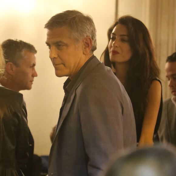 George Clooney et sa femme Amal Alamuddin sont allés diner au restaurant à Rome, le 28 mai 2016