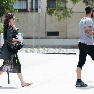 Exclusif - Megan Fox enceinte est allée déjeuner avec son mari Brian Austin Green au restaurant Cafe Grattitude à Los Angeles.