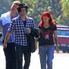 Exclusif - Jackson Rathbone et sa femme Sheila Hafsadi se promenent avec des amis a Los Angeles. Le 2 octobre 2013