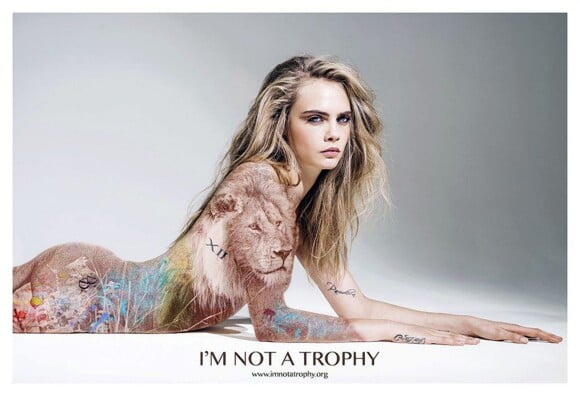 Cara Delevingne pose nue pour une campagne contre le braconnage "I'm Not a Trophy". New York, le 1er juin 2016.