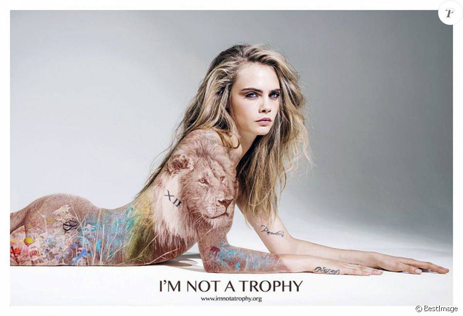 Cara Delevingne pose nue pour une campagne contre le braconnage I'm Not a Trophy. New York, le