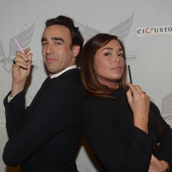 Nicolas Ullman et son amie Lola Dewaere à la soirée de lancement de la vapoteuse électronique Gleenway à l'hôtel O à Paris, le 6 mai 2014