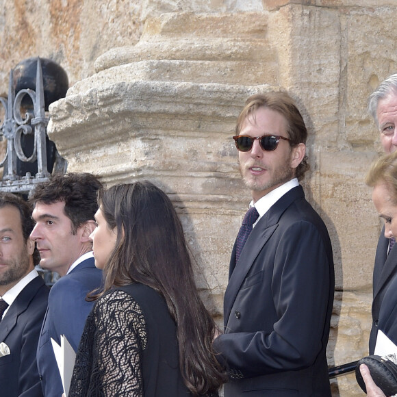 Andrea Casiraghi et sa femme Tatiana Santo Domingo, nièce du marié, au mariage de Lady Charlotte Wellesley et Alejandro Santo Domingo le 28 mai 2016 en l'église Notre-Dame de l'Incarnation à Illora, près de Grenade en Espagne.