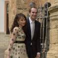 Caroline Sieber et son mari Fritz von Westenholz au mariage de Lady Charlotte Wellesley et Alejandro Santo Domingo le 28 mai 2016 en l'église Notre-Dame de l'Incarnation à Illora, près de Grenade en Espagne.