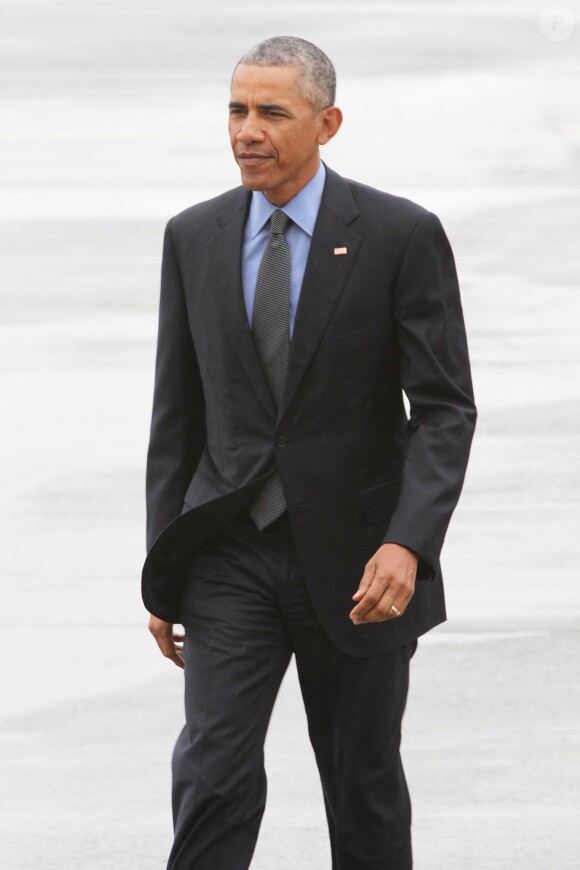Le président Barack Obama arrive à l'aéroport JFK à New York. Le président des Etats-Unis est l'invité de l'émission "Tonight Show with Jimmy Fallon". Le 8 juin 2016