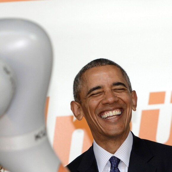 Le président américain Barack Obama et la chancelière allemande Angela Merkel lors de l'inauguration de la Foire Industrielle de Hanovre, le 25 avril 2016.