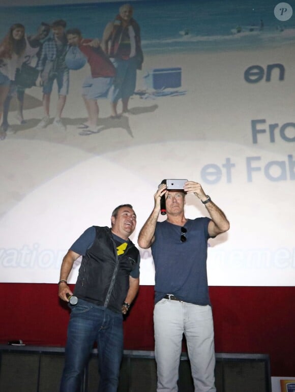 Exclusif - Fabien Onteniente et Franck Dubosc lors de la présentation du film "Camping 3" au cinéma Mérignac-Ciné à Mérignac, le 8 juin 2016. © Jean-Marc Lhomer/Bestimage