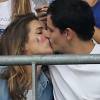 Laury Thilleman et son compagnon Juan Arbelaez s'embrassent lors du match d'ouverture de l'Euro 2016, France-Roumanie, au Stade de France, le 10 juin 2016. © Cyril Moreau/Bestimage