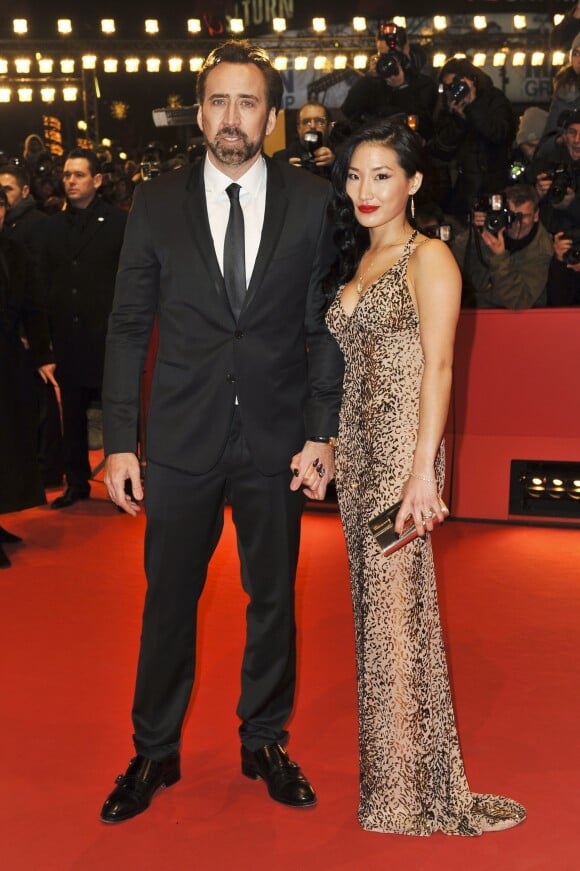 Nicolas Cage et sa femme Alice Kim - Avant-premiere du film "The Croods" lors du 63eme festival international du film de Berlin, le 15 fevrier 2013.