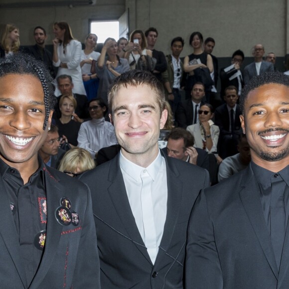 A$AP Rocky, Robert Pattinson et Michael B. Jordan au défilé Dior Homme prêt-à-porter masculin printemps-été 2017 au Tennis Club de Paris, le 25 juin 2016. © Olivier Borde/Bestimage