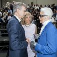 Bernard Arnault et sa femme Hélène, Karl Lagerfeld au défilé Dior Homme prêt-à-porter masculin printemps-été 2017 au Tennis Club de Paris, le 25 juin 2016. © Olivier Borde/Bestimage