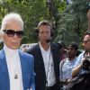 Karl Lagerfeld au défilé Dior Homme prêt-à-porter masculin printemps-été 2017 au Tennis Club de Paris, le 25 juin 2016.