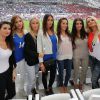 Isabelle Matuidi (la femme de Blaise Matuidi), Sandra Evra (la femme de Patrice Evra), Sandra Mandanda (la femme de Steve Mandanda), Jennifer Giroud (la femme d'Olivier Giroud), Ludivine Sagna (la femme de Bacary Sagna), Ludivine Payet (la femme de Dimitri Payet) au match de l'Euro 2016 France-Albanie au Stade Vélodrome à Marseille, le 15 juin 2016. © Cyril Moreau/Bestimage
