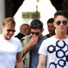 Ricky Martin et son petit ami Jwan Yosef déjeunent avec des amis au restaurant "Il Salumaio di Montenapoleone" à Milan, le 20 juin 2016.