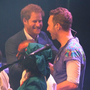 Chris Martin (Coldplay) et le prince Harry - Concert caritatif de la Fondation "Sentebale" à Kensington Palace à Londres, le 28 juin 2016