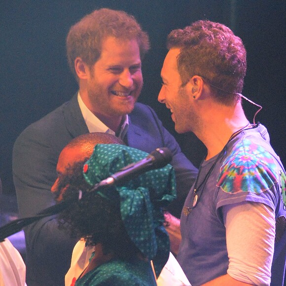 Chris Martin (Coldplay) et le prince Harry - Concert caritatif de la Fondation "Sentebale" à Kensington Palace à Londres, le 28 juin 2016