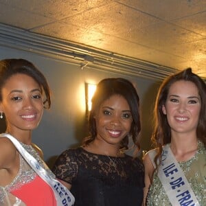 Exclusif - Fanny Harcaut , Miss Ile-de-France 2015 et Flora Coquerel, Miss France 2014 entre des candidates à l'élection de Miss Ile-de-France 2016 - Election de Miss Ile-de-France 2016 dans la salle Gaveau à Paris, France, le 29 juin 2016. © Giancarlo Gorassini/Besimage