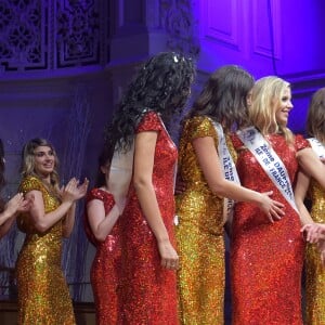 Exclusif - Les dauphines Miss Ile-de-France 20016, Fanny Harcaut , Miss Ile-de-France 2015, Miss Ile-de-France 2016, Meggy Pyaneeandee, représentera la région capitale à l'élection de miss France et Flora Coquerel, Miss France 2014 - Election de Miss Ile-de-France 2016 dans la salle Gaveau à Paris, France, le 29 juin 2016. © Giancarlo Gorassini/Besimage