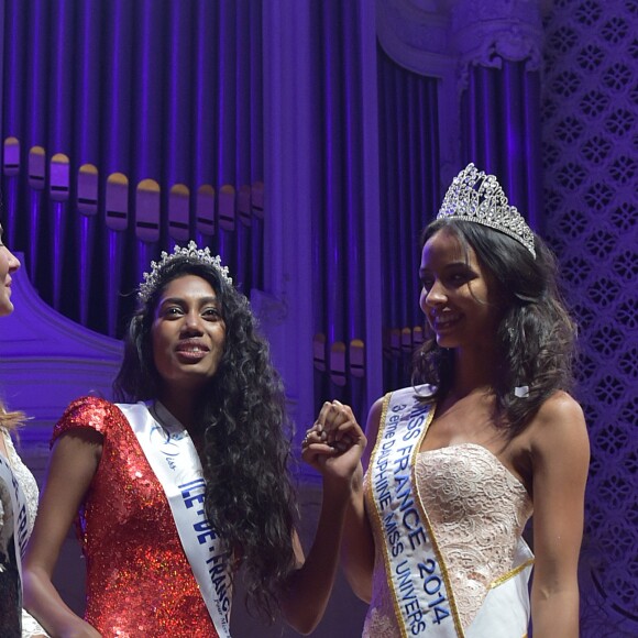 Exclusif - Fanny Harcaut , Miss Ile-de-France 2015, Miss Ile-de-France 2016, Meggy Pyaneeandee, représentera la région capitale à l'élection de miss France et Flora Coquerel, Miss France 2014 - Election de Miss Ile-de-France 2016 dans la salle Gaveau à Paris, France, le 29 juin 2016. © Giancarlo Gorassini/Besimage