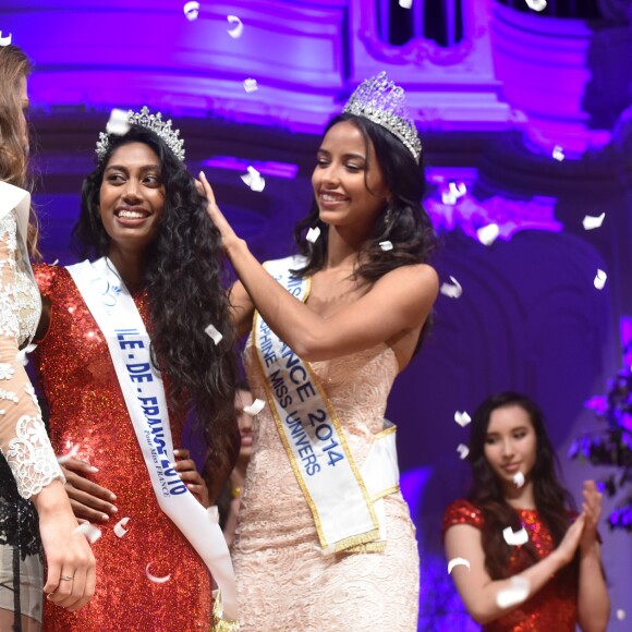Exclusif - Fanny Harcaut , Miss Ile-de-France 2015, Miss Ile-de-France 2016, Meggy Pyaneeandee, représentera la région capitale à l'élection de miss France et Flora Coquerel, Miss France 2014 - Election de Miss Ile-de-France 2016 dans la salle Gaveau à Paris, France, le 29 juin 2016. © Giancarlo Gorassini/Besimage