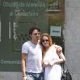 Lindsay Lohan et son compagnon Egor Tarabasov se promènent dans les rues de Madrid. Le 10 juin 2016