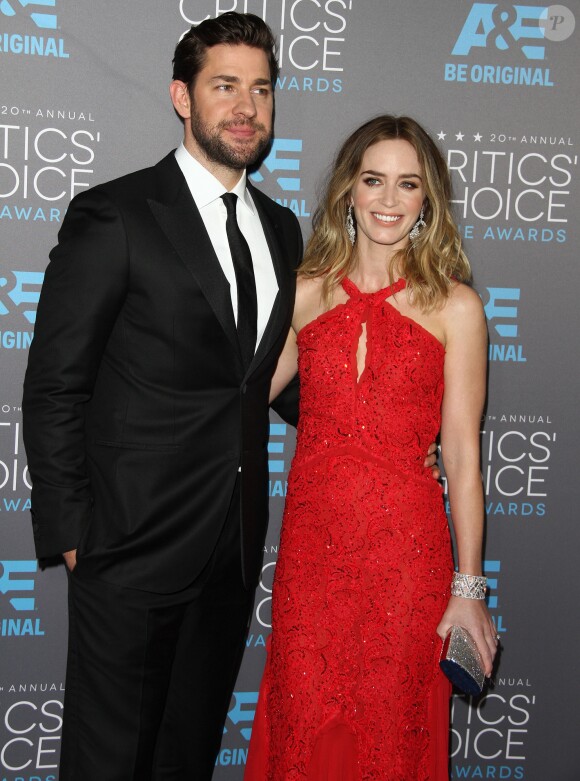Emily Blunt et son mari John Krasinski - La 20ème soirée annuelle des "Critics Choice Movie Awards" à Hollywood, le 15 janvier 2015.