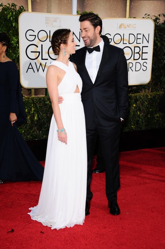 Emily Blunt et son mari John Krasinski - La 72ème cérémonie annuelle des Golden Globe Awards à Beverly Hills, le 11 janvier 2015.