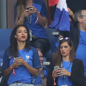 Iris Mittenaere, Flora Coquerel lors du match du quart de finale de l'UEFA Euro 2016 France-Islande au Stade de France à Saint-Denis, France le 3 juillet 2016. © Cyril Moreau/Bestimage