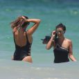 Kourtney Kardashian passe une belle journée ensoleillée avec son fils Mason et son amie Larsa Pippen sur une plage à Miami.Le 4 juillet 2016