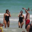 Kourtney Kardashian passe une belle journée ensoleillée avec son fils Mason et son amie Larsa Pippen sur une plage à Miami. Le 4 juillet 2016