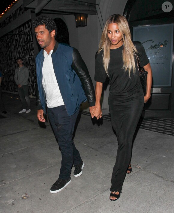 La chanteuse Ciara et son fiancé Russell Wilson sont allés dîner au Craig's restaurant à Los Angeles, le 23 juin 2016.