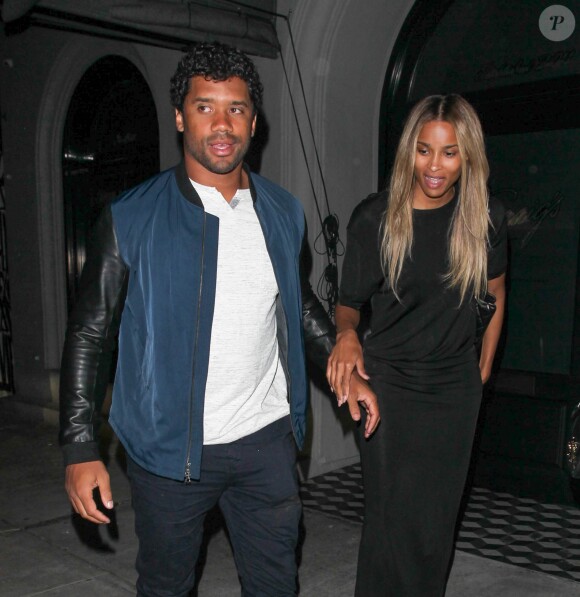 La chanteuse Ciara et son fiancé Russell Wilson sont allés dîner au Craig's restaurant à Los Angeles, le 23 juin 2016.