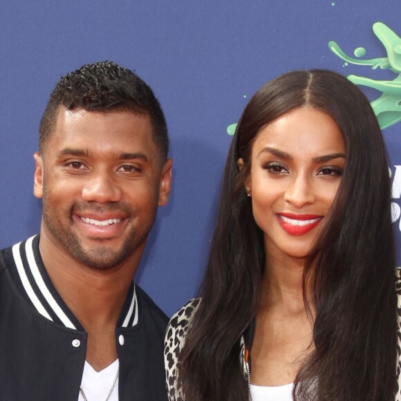 Ciara et son compagnon Russell Wilson - People au "Nickelodeon Kid's Choice Sports Awards" à Westwood. Le 16 juillet 2015