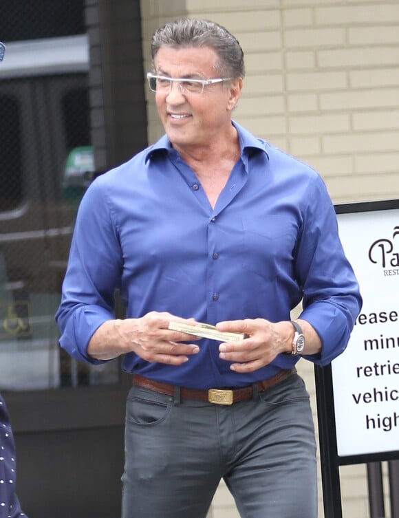 Sylvester Stallone est allé déjeuner au restaurant The Palm à Beverly Hills, le 18 mai 2016