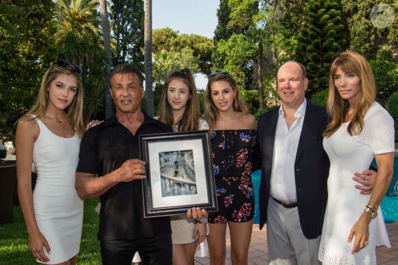 Exclusif - Sylvester Stallone et le prince Albert II de Monaco - Sylvester Stallone a été reçu en famille par le prince Albert II de Monaco pour souffler ses 70 bougies au palais princier à Monaco le 8 juillet 2016.