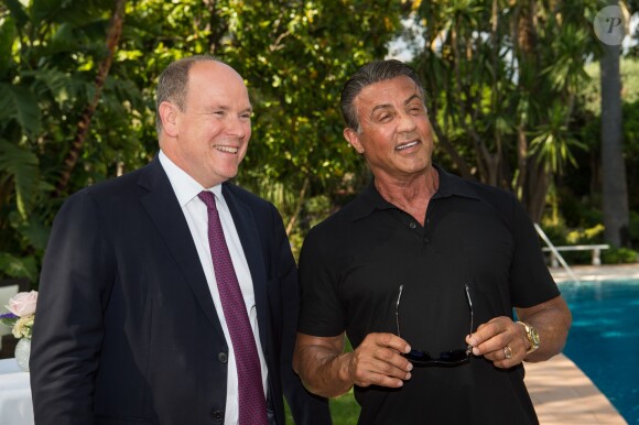 Exclusif - Sylvester Stallone et le prince Albert II de Monaco - Sylvester Stallone a été reçu en famille par le prince Albert II de Monaco pour souffler ses 70 bougies au palais princier à Monaco le 8 juillet 2016.