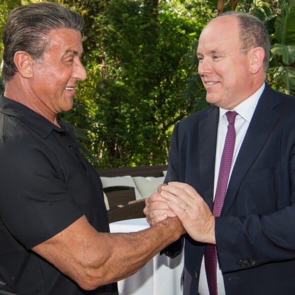 Exclusif - Sylvester Stallone avec le prince Albert II de Monaco - Sylvester Stallone a été reçu en famille par le prince Albert II de Monaco pour souffler ses 70 bougies au palais princier à Monaco le 8 juillet 2016.