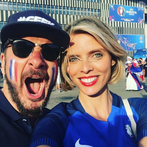 Sylvie Tellier, la patronne des miss France, soutient aussi les Bleus pour la coupe d'Europe de football. Juin-juillet 2016.