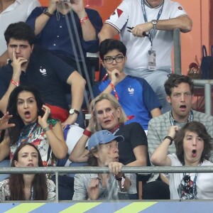 Mick Jagger et son fils Lucas - People au match de la finale de l'Euro 2016 Portugal-France au Stade de France à Saint-Denis le 10 juillet 2016. © Cyril Moreau / Bestimage