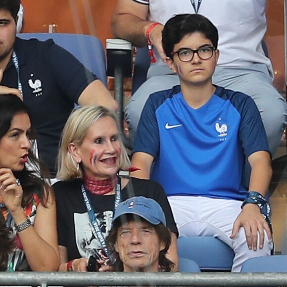 Mick Jagger et son fils Lucas - People au match de la finale de l'Euro 2016 Portugal-France au Stade de France à Saint-Denis le 10 juillet 2016. © Cyril Moreau / Bestimage