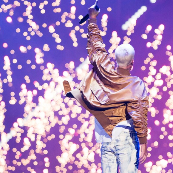 Justin Bieber en concert à Calgary lors de sa tournée "Purpose World Tour", le 13 juin 2016.