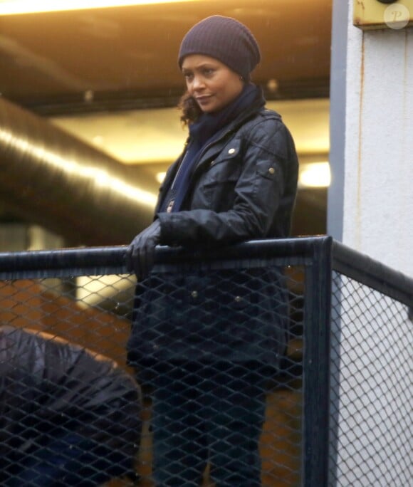 Thandie Newton (enceinte) sur le tournage de la serie "Rogue" a Vancouver. Le 18 novembre 2013