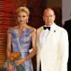 La princesse Charlene et le prince Albert II de Monaco au 68e Gala de la Croix-Rouge monégasque au Sporting Monte-Carlo à Monaco, le 23 juillet 2016. © Claudia Albuquerque/Bestimage