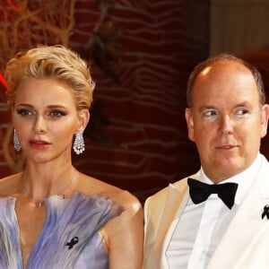 La princesse Charlene et le prince Albert II de Monaco au 68e Gala de la Croix-Rouge monégasque au Sporting Monte-Carlo à Monaco, le 23 juillet 2016. © Claudia Albuquerque/Bestimage