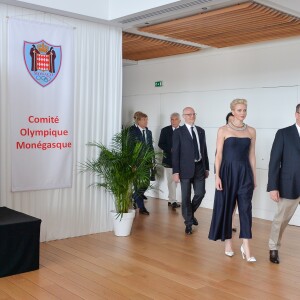 Exclusif  - La princesse Charlene et son mari le prince Albert II de Monaco - Présentation des athlètes monégasques des Jeux Olympiques de Rio de Janeiro au Yacht Club de Monaco. Le 22 juillet 2016 © Michael Alesi / Bestimage