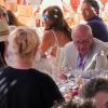 Rupert Murdoch déjeunant avec sa femme Jerry Hall, son ex-femme Wendi Deng et sa fille Chloe Murdoch, pour son anniversaire, au club 55 à Saint-Tropez, France, le 17 juillet 2016.
